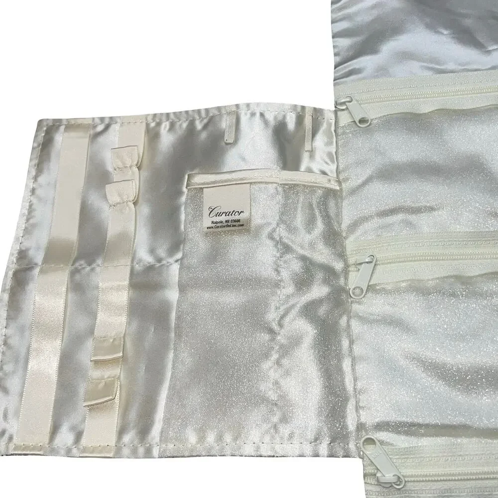 The Curator Jewelry SaQ Travel Case Anti Tarnish Roll Organizer Gray Paisley